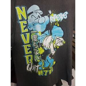 Popeye Never Quits Asian Inspired Mens Long Sleeve Tee T Shirt